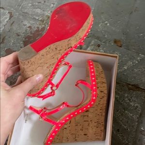 Neon patent leather Christian louboutin wedges